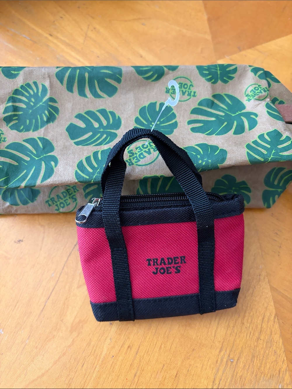 Trader Joe's Red Mini Tote Bag with Black Trim